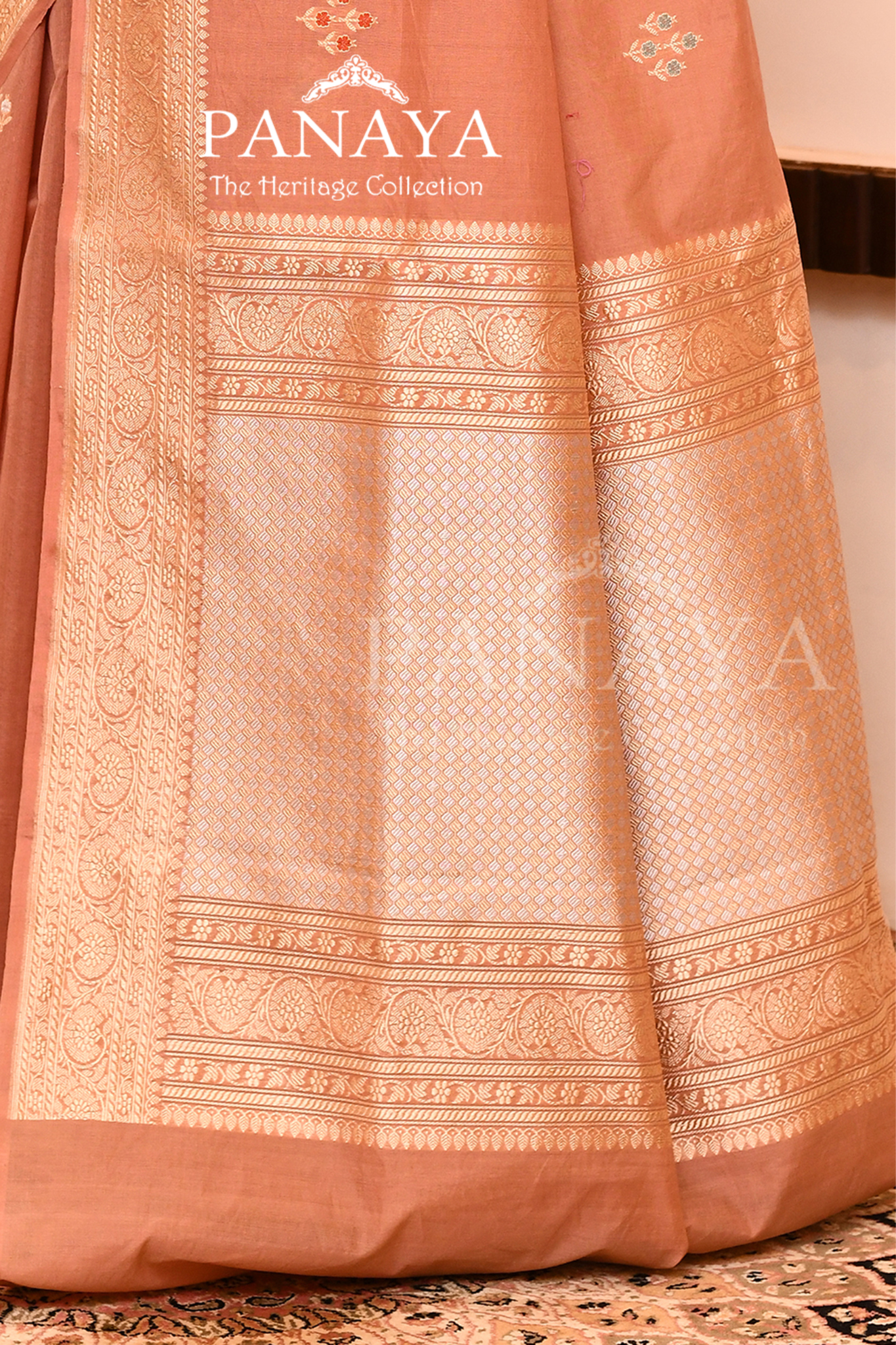 Saree Kora Cotton Silk With Banarasi aanchal & Border with Meenedar Booti