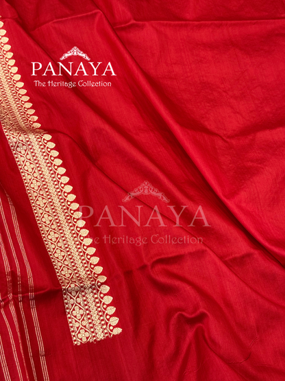Saree Katan Silk with Contrast aanchal & Border with gold zari Paisely Boota Design