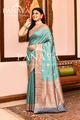 Saree Katan Silk with Contrast Banarasi Aanchal & Border with Gold Zari Boota Design