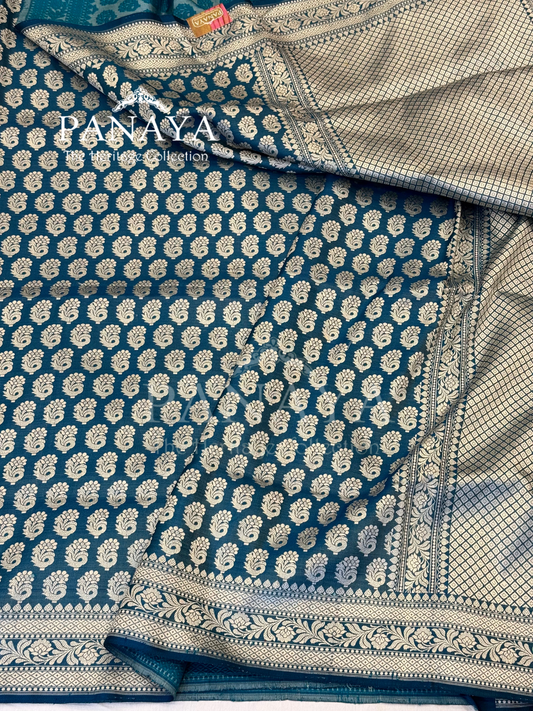 Saree Katan Silk Banarasi Aanchal Border with Resham silk Booti