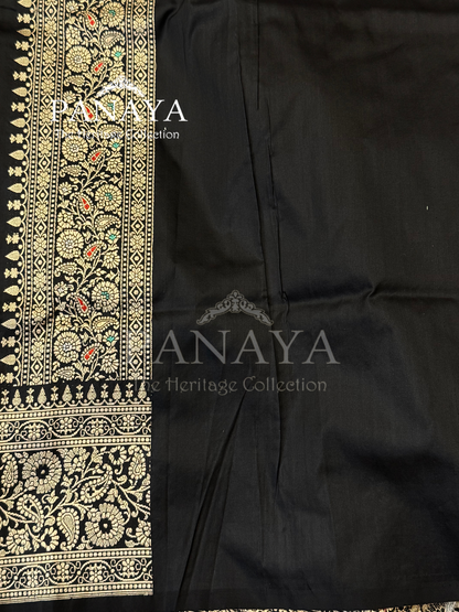 Saree Katan Silk with Meenedarr Banarasi Aanchal & Border with Gold Zari Carry Boota and konia
