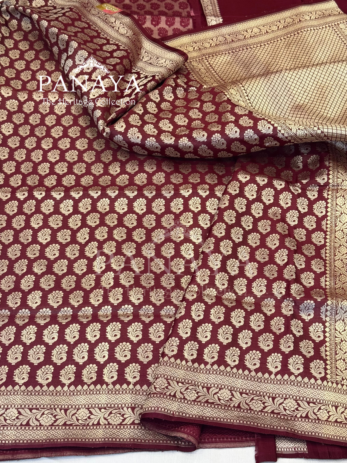 Saree Katan Silk Banarasi Aanchal Border with Resham silk Booti