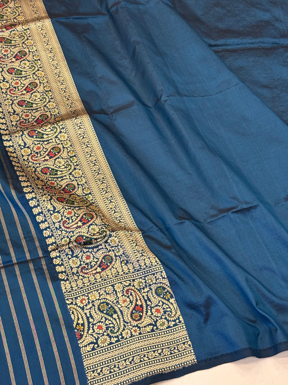 Saree Katan Silk with Meenedarr Banarasi Aanchal & Border with Gold Zari Carry Boota