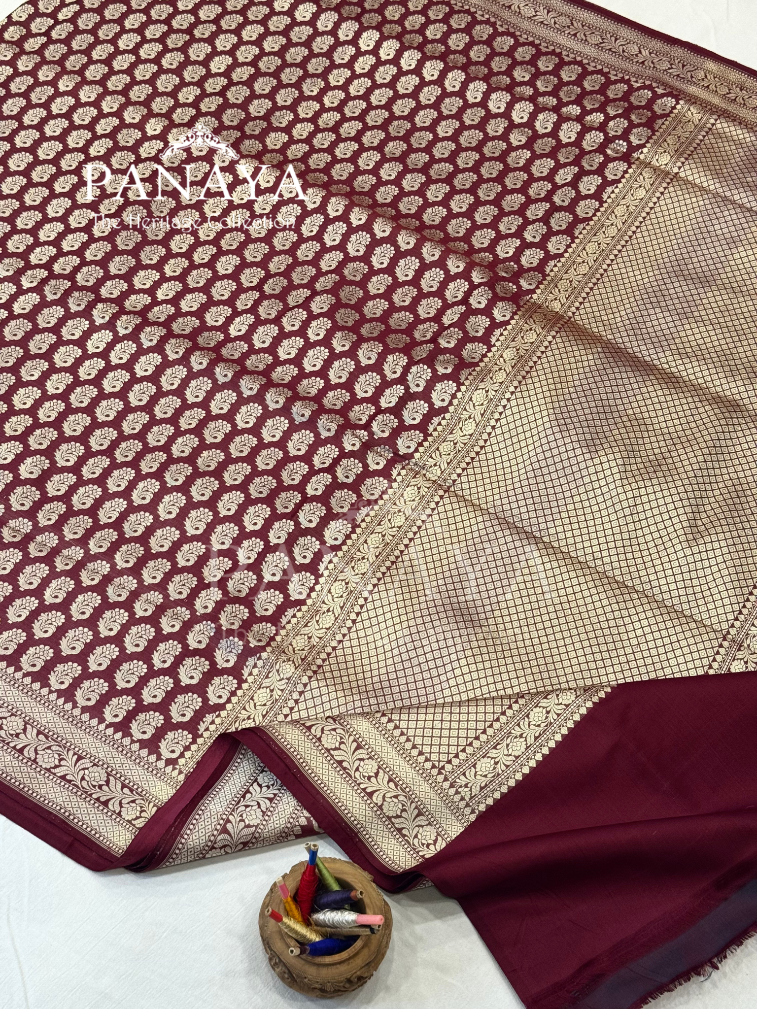 Saree Katan Silk Banarasi Aanchal Border with Resham silk Booti