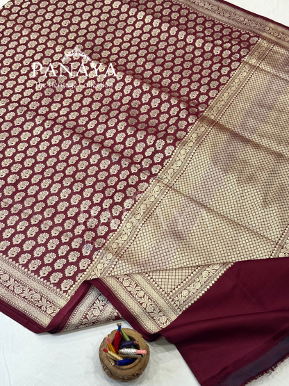 Saree Katan Silk Banarasi Aanchal Border with Resham silk Booti