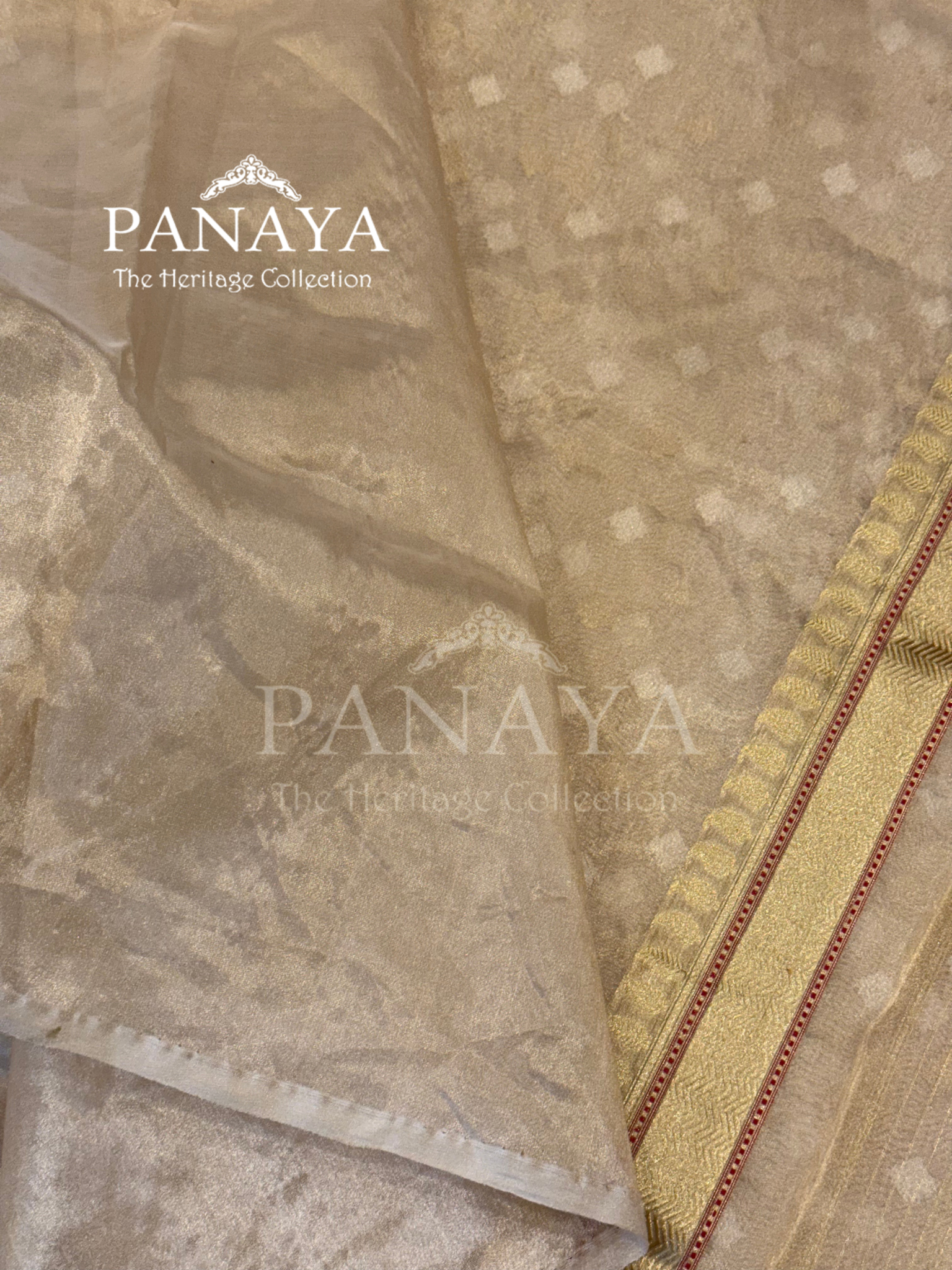 Saree  Tisshue Silk Saree with Banarsi Aanchal Border with gold & Silver  booti design