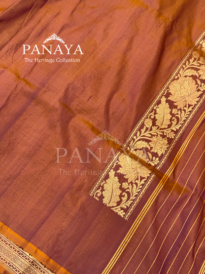 Saree Katan Silk with banarasi aanchal & Border with Gold & Silver zari  Booti Design