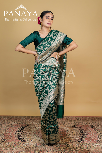 Banarasi Floral Zaal Work With Banarsi Anchal And Border