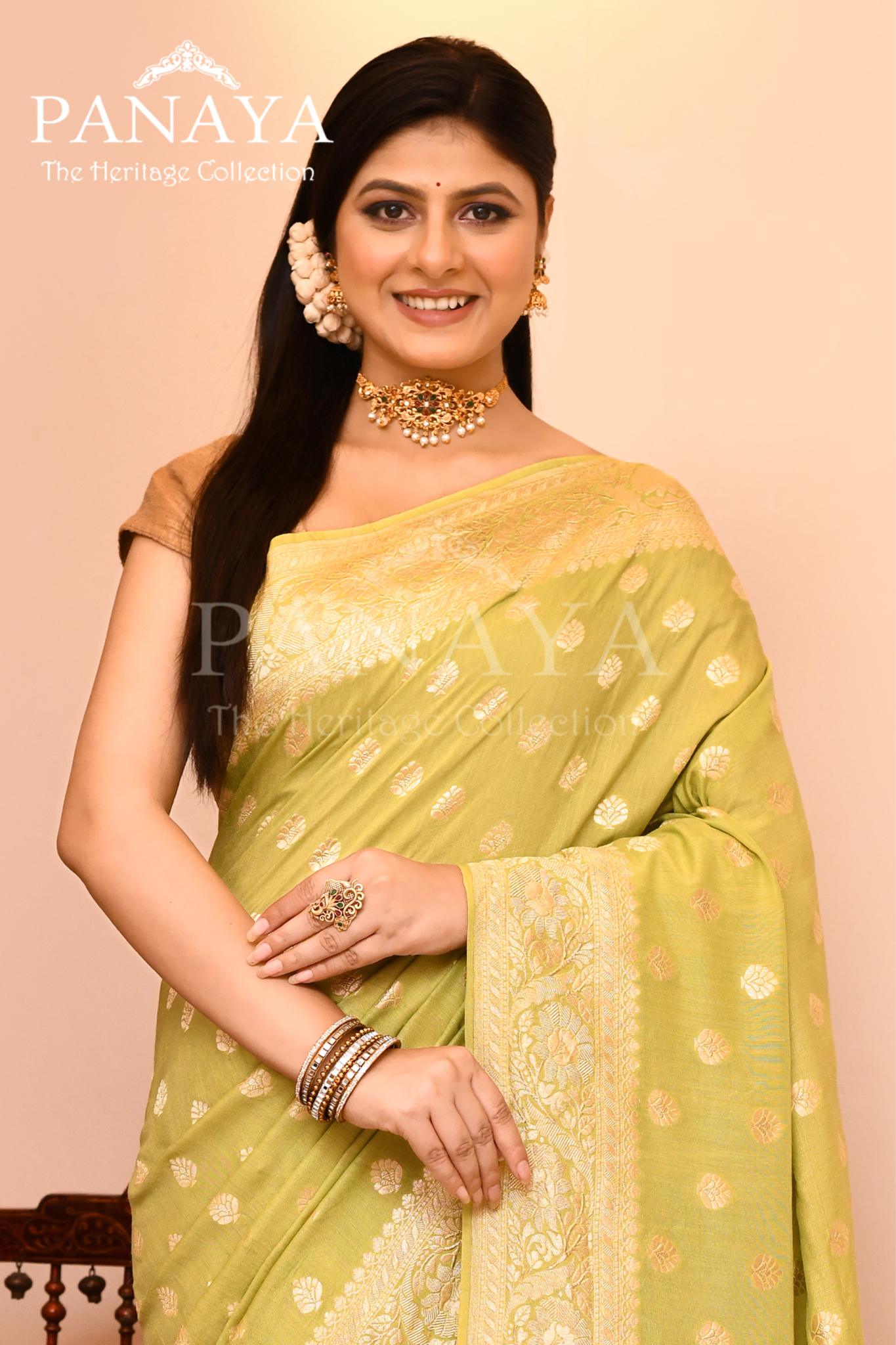 Saree Munga Silk Semi Handloom with Booti Design with Banarasi aanchal & Border