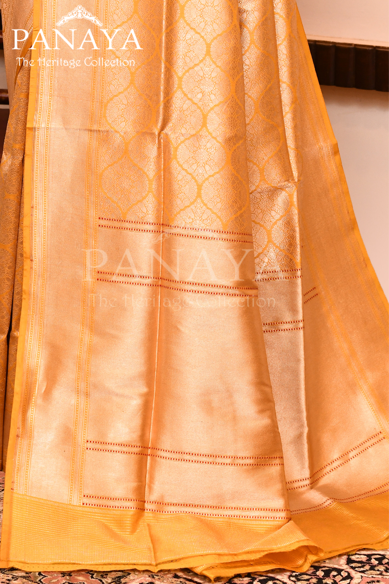 Saree Katan Silk Brocade Tanchuie Design With Jaal Design With Banarasi Aanchal & Border