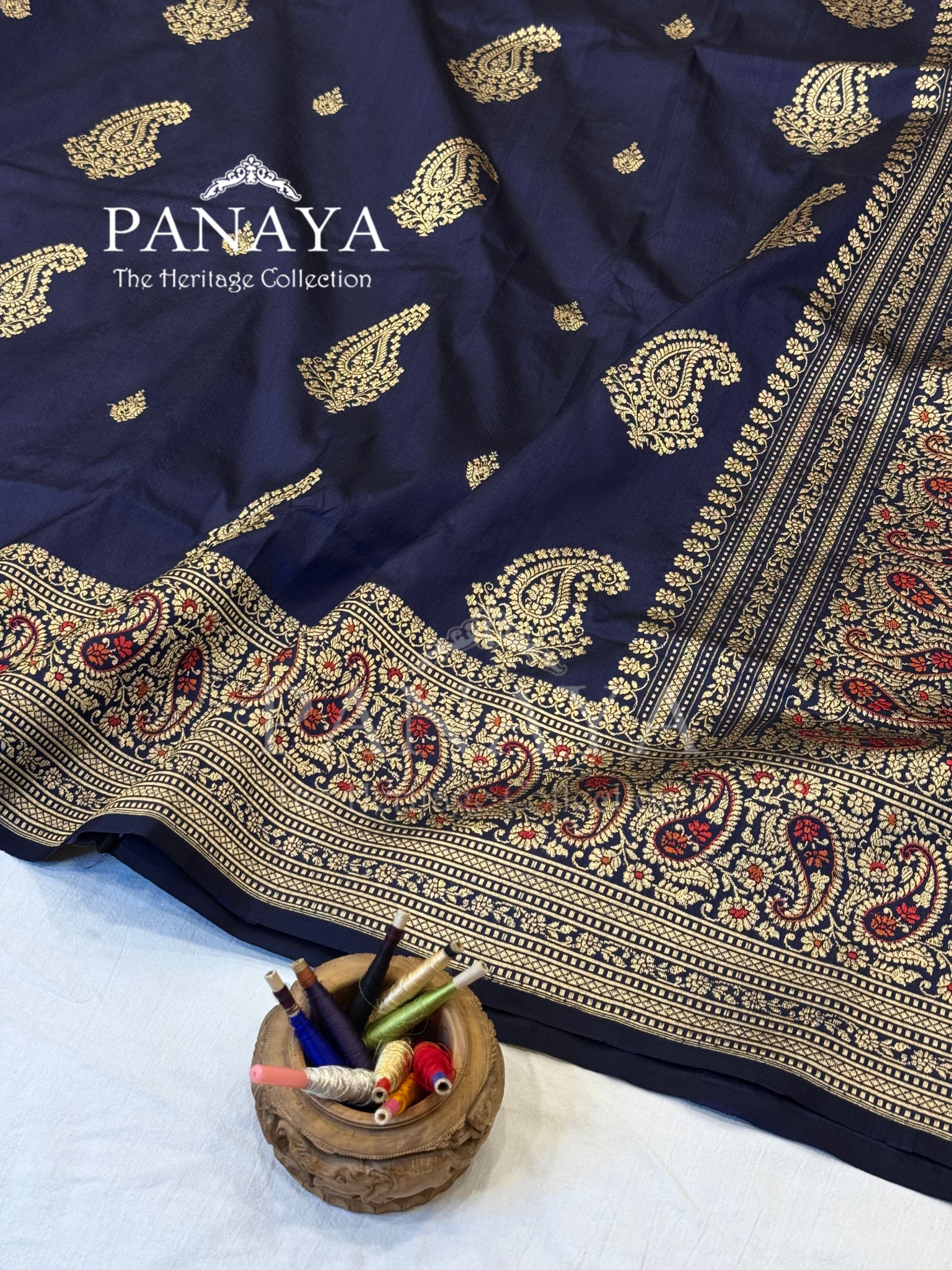 Saree Katan Silk with Meenedarr Banarasi Aanchal & Border with Gold Zari Carry Boota