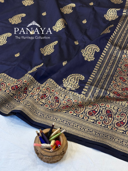 Saree Katan Silk with Meenedarr Banarasi Aanchal & Border with Gold Zari Carry Boota