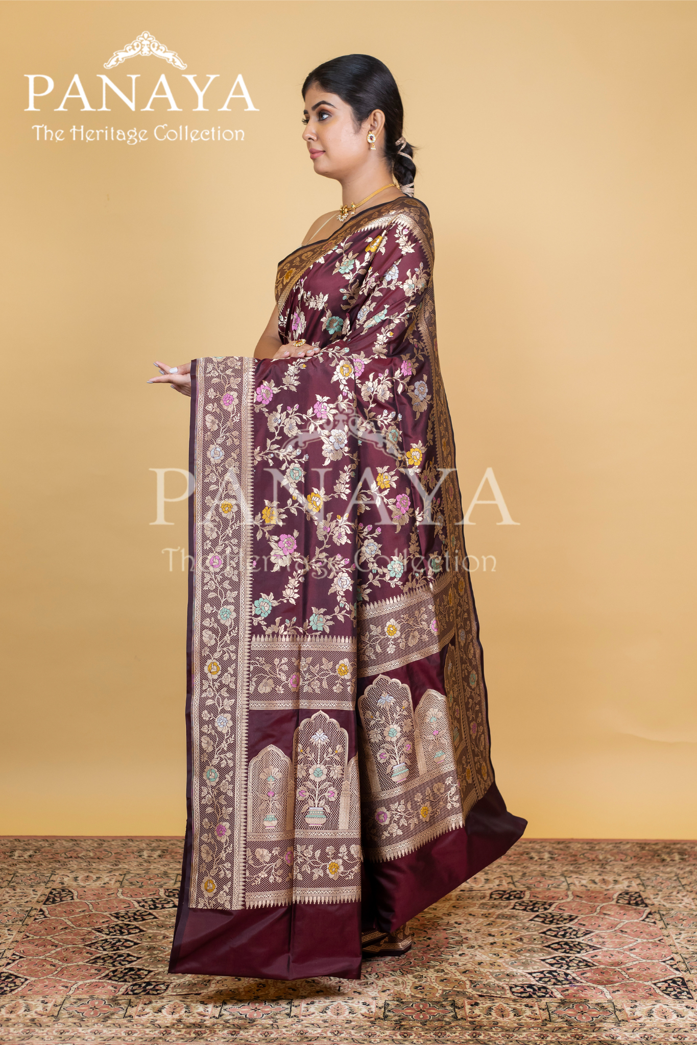 Katan Silk Zaal Design Meenakari Work With Banarasi Anchal Border Design