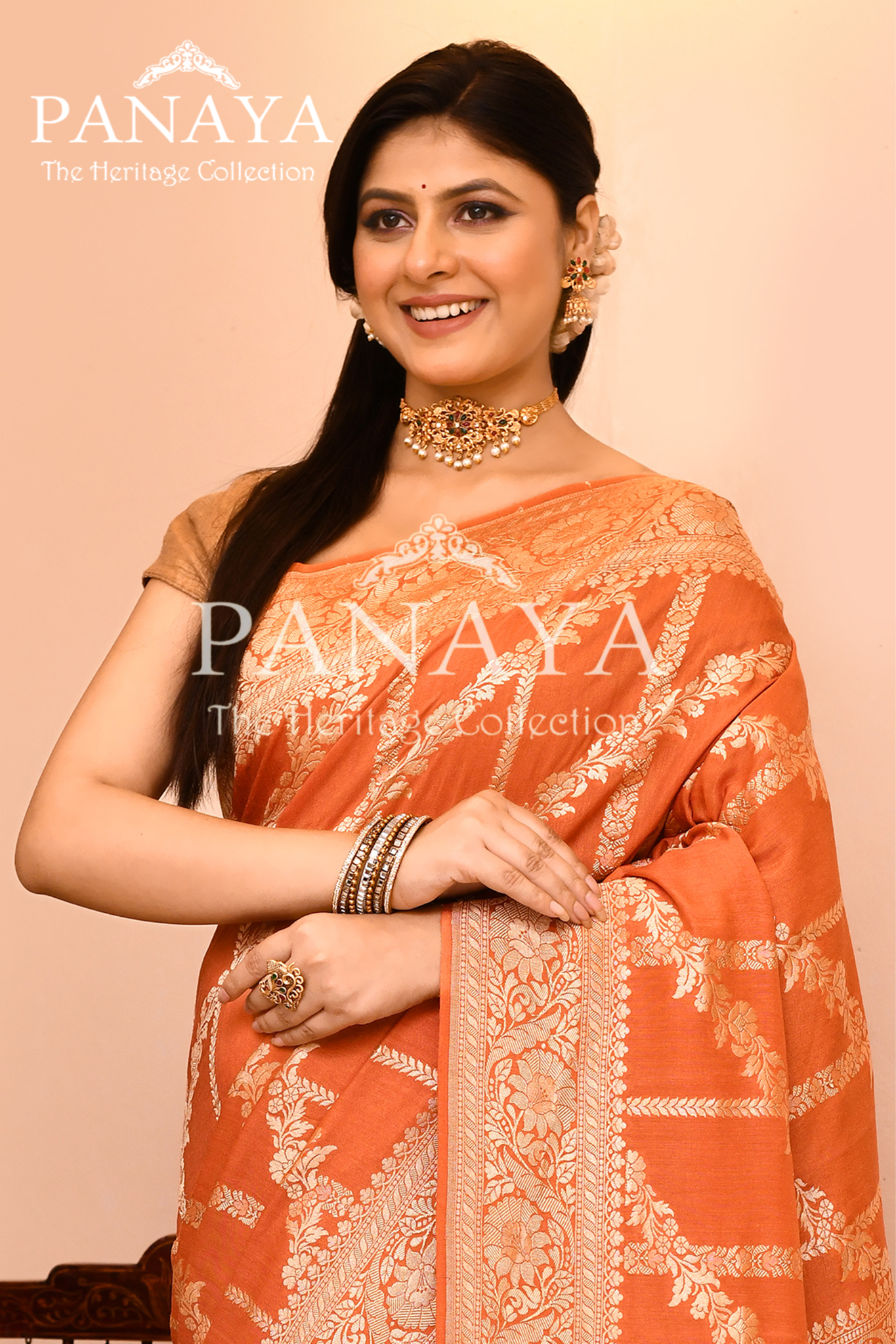 Saree Munga Silk Semi Handloom with Jaal Design with Banarasi aanchal & Border