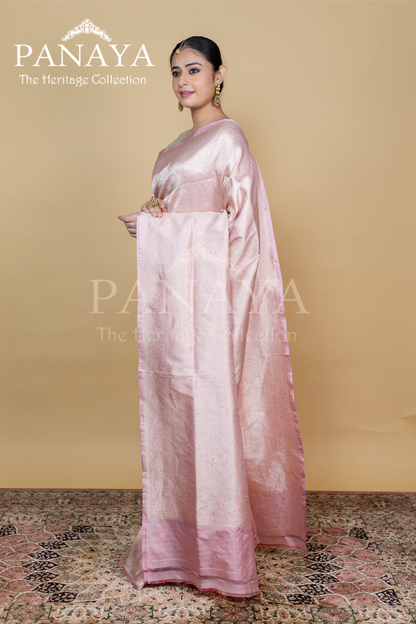 Handloom Tanchoi Silk Saree With Full Enticate Work And Border