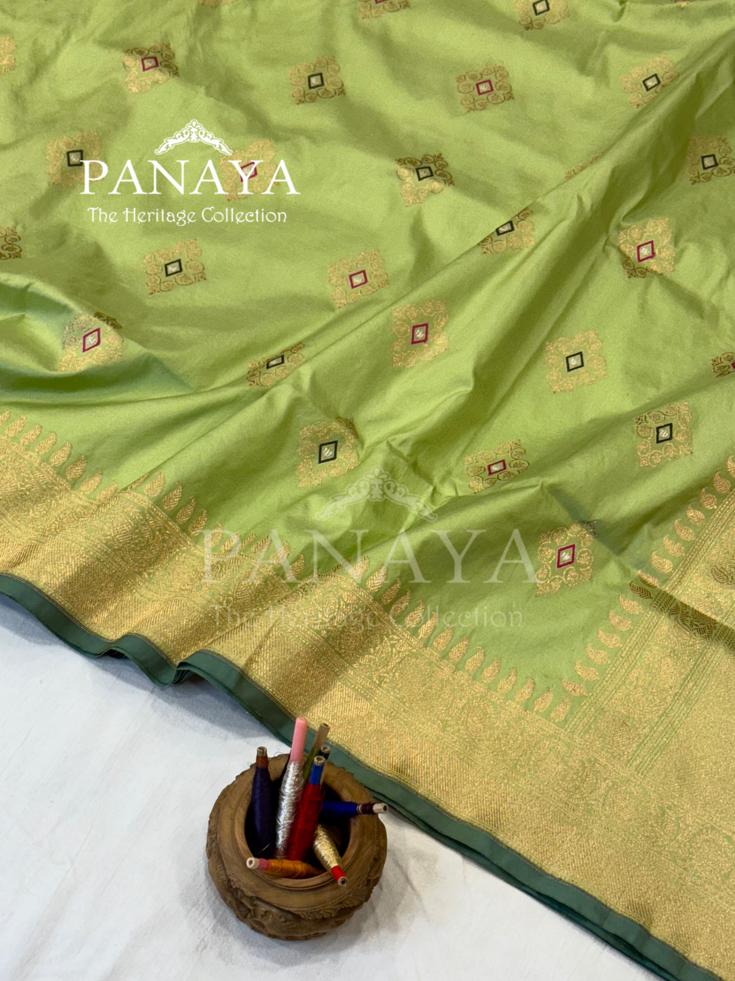 Saree Katan Silk with banarasi aanchal & Border with meenedar Boota Design