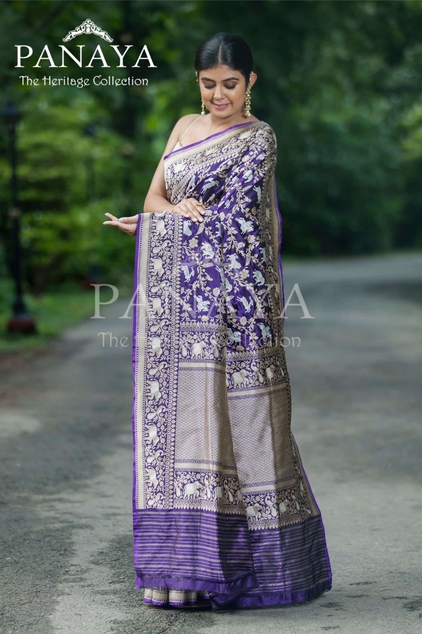 Handloom Sikargah Pattern Zaal Work With Gold And Silver Zari Work
