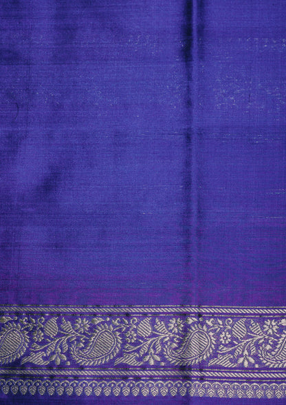 Royal Blue Handwoven Kadwa Katan Pure Silk Saree - Panaya 