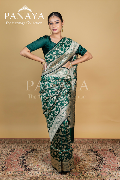 Banarasi Floral Zaal Work With Banarsi Anchal And Border
