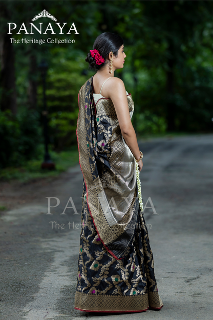 Handloom Katan Silk With Zaal Design Meenakari Work Banarsi Anchal And Border