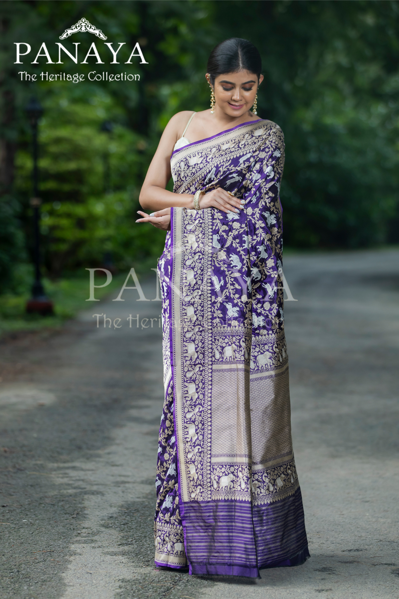 Handloom Sikargah Pattern Zaal Work With Gold And Silver Zari Work