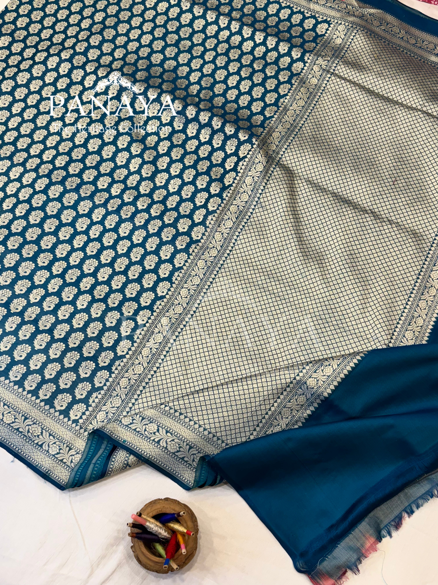 Saree Katan Silk Banarasi Aanchal Border with Resham silk Booti