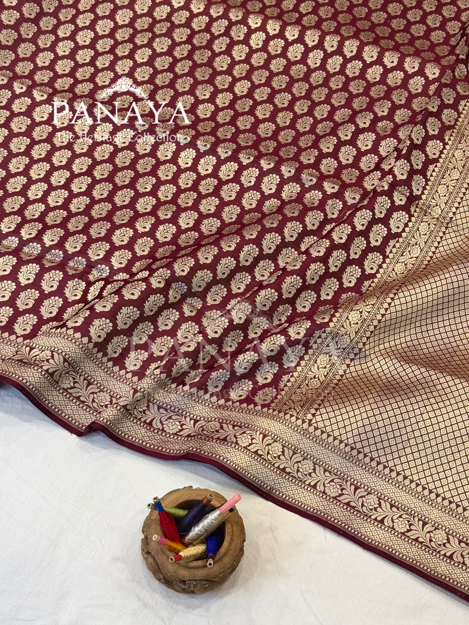Saree Katan Silk Banarasi Aanchal Border with Resham silk Booti