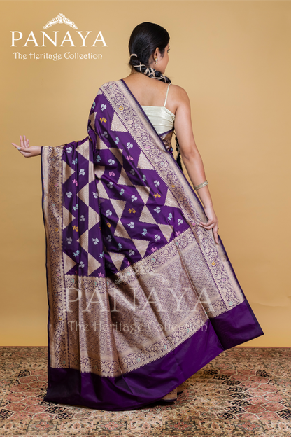 Katan Silk Meenakari Buti With Triangular Work