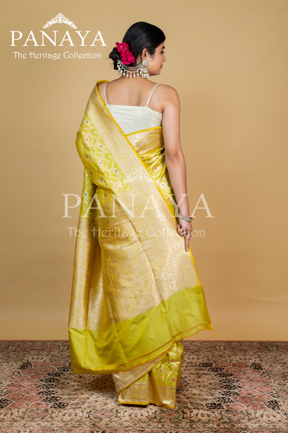 Katan silk zaal design with meenakari work