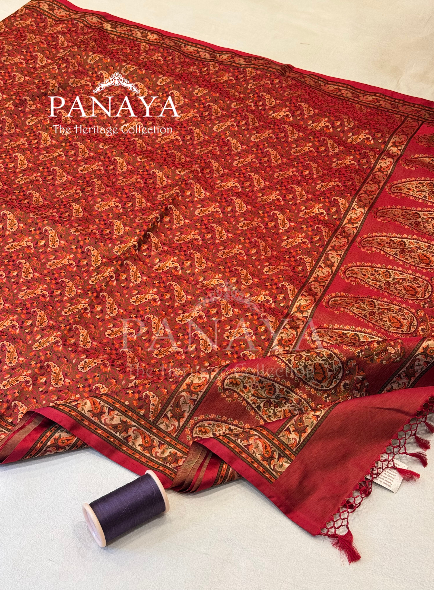 Saree Katan Silk None Paisely Jamewar Saree with banarasi Aanchal & Border with Multi Resham Work