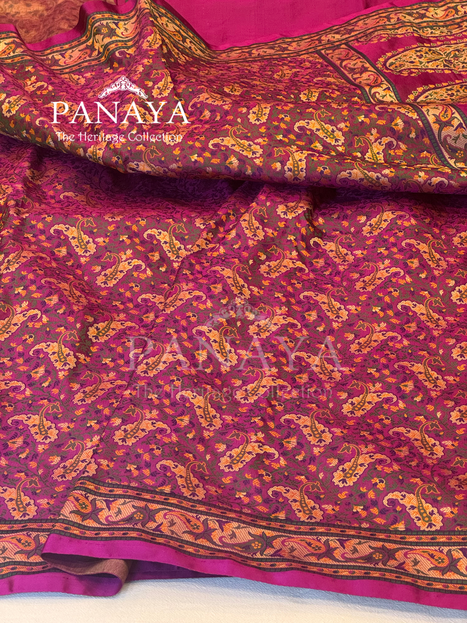 Saree Katan Silk None Paisely Jamewar Saree with banarasi Aanchal & Border with Multi Resham Work