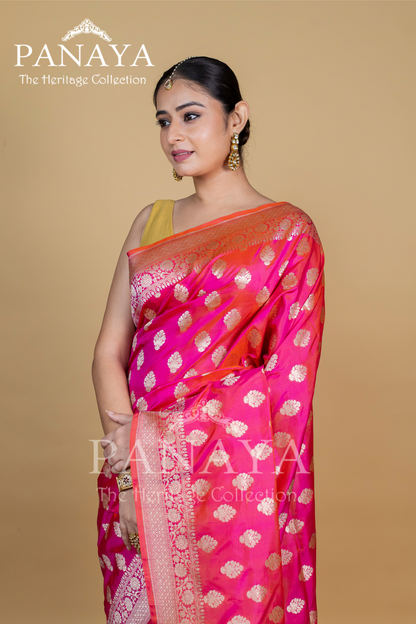 Handloom Cut Work Banarasi Buti Saree With Banarsi Border And Anchal