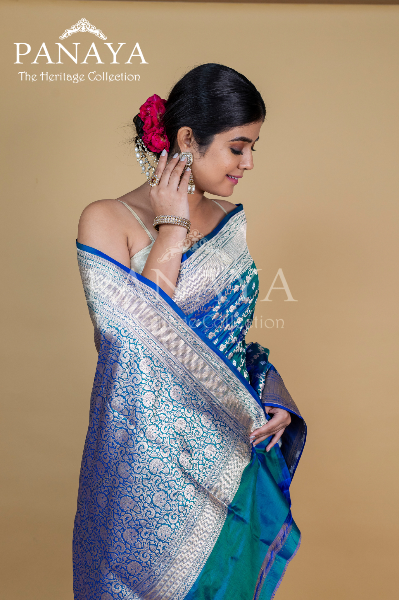 Katan Silk Zaal Design With Sona Rupa Work With Banarasi Border And Anchal