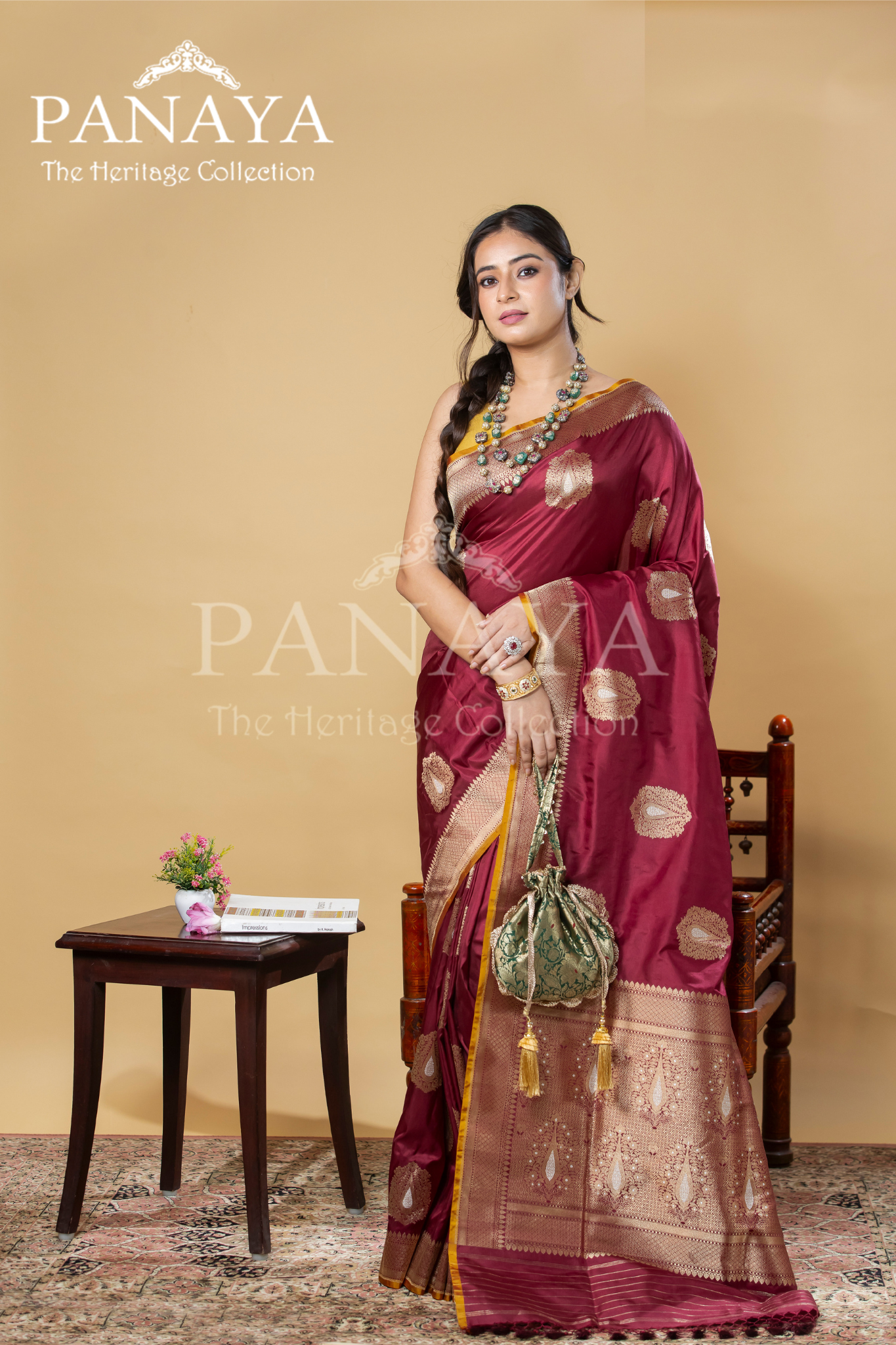 Katan Silk With Royal Buta With Gold And Silver Zari Work