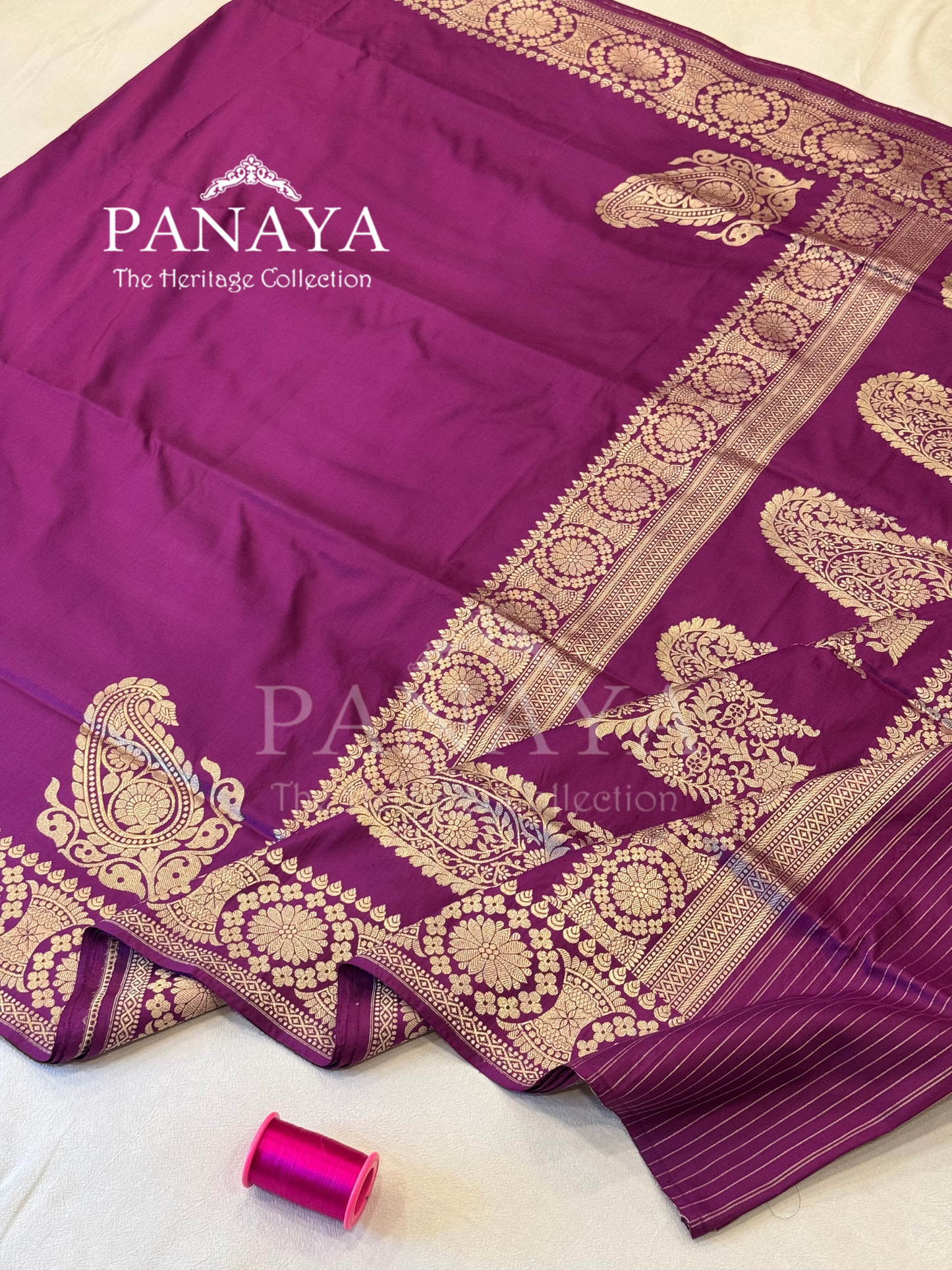 Saree Katan Silk Plain Saree with Banarasi Aanchal, Border & Nice Konia