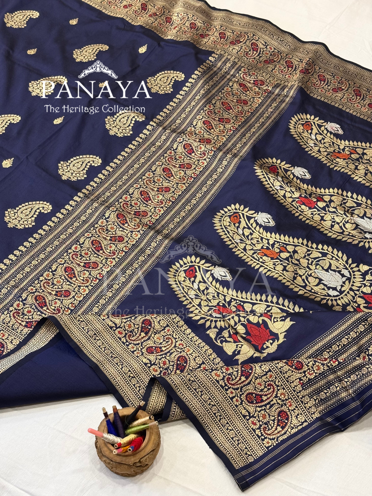 Saree Katan Silk with Meenedarr Banarasi Aanchal & Border with Gold Zari Carry Boota