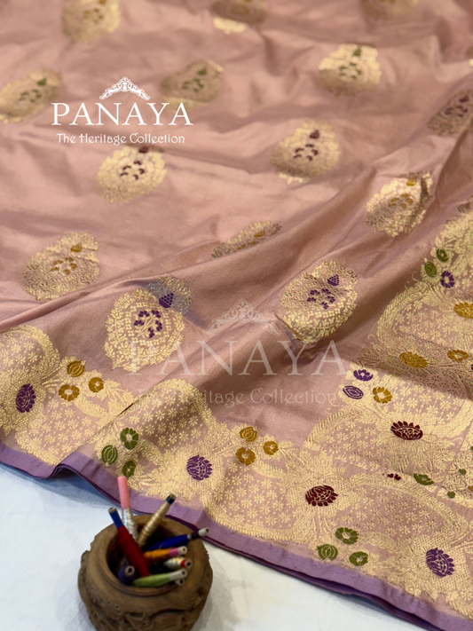 Saree Katan Silk with banarasi aanchal & Border with meenedar Boota Design