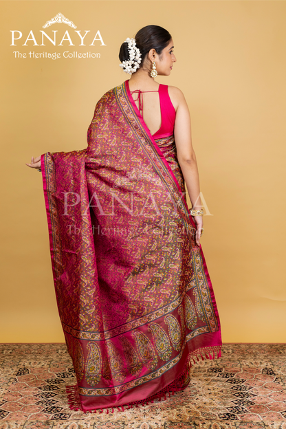 Katan Silk Banarasi Paisley Design With Four Color Resham Meenakari Work