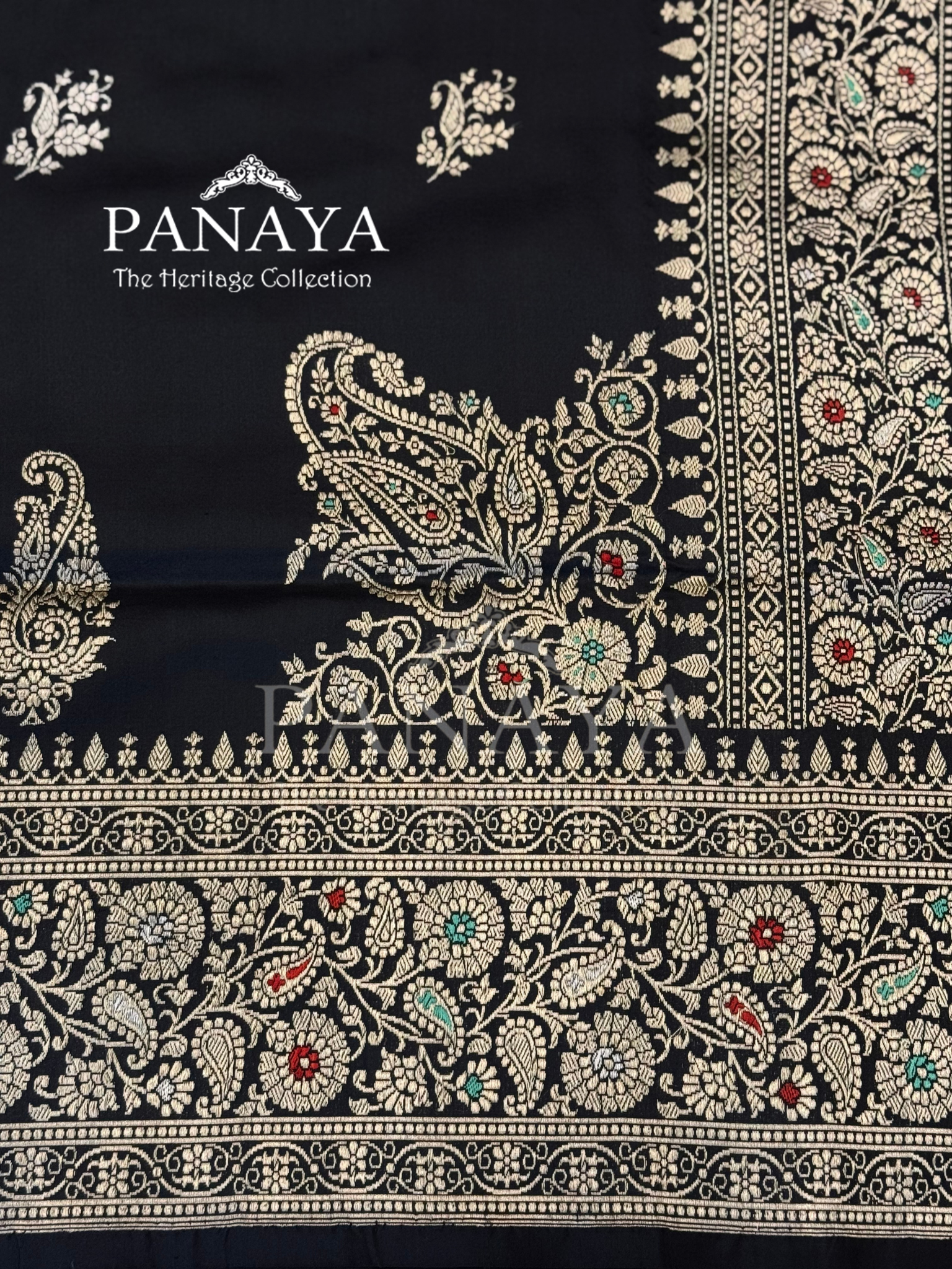 Saree Katan Silk with Meenedarr Banarasi Aanchal & Border with Gold Zari Carry Boota and konia