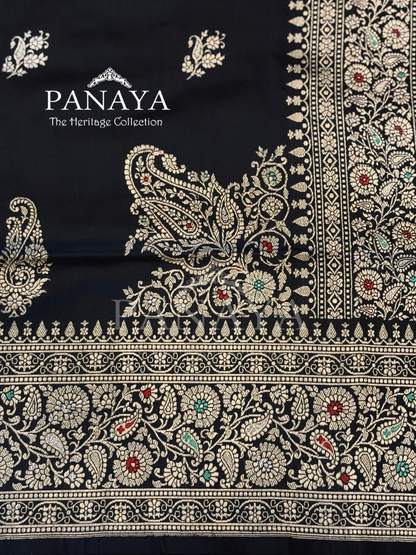 Saree Katan Silk with Meenedarr Banarasi Aanchal & Border with Gold Zari Carry Boota and konia