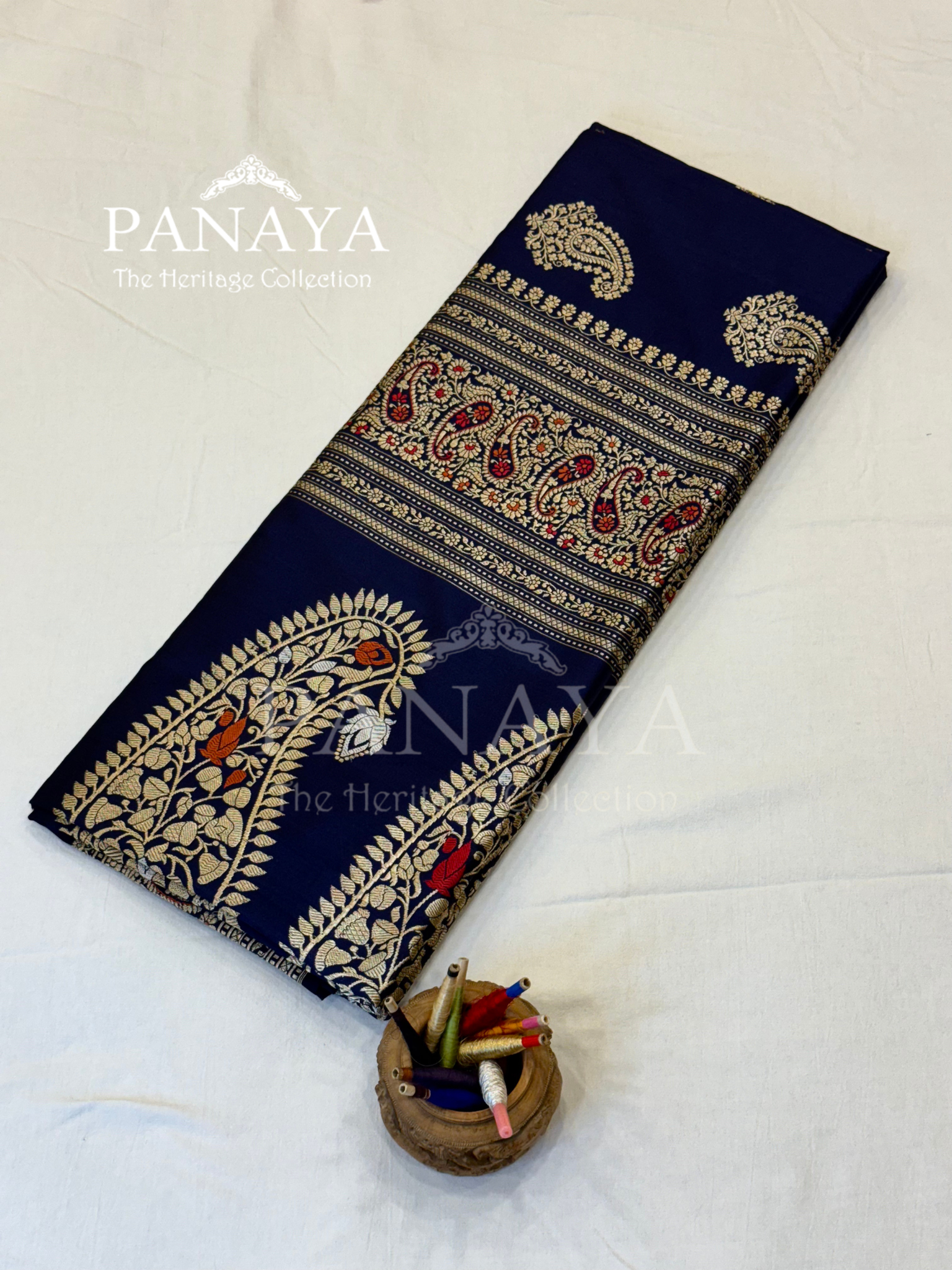 Saree Katan Silk with Meenedarr Banarasi Aanchal & Border with Gold Zari Carry Boota