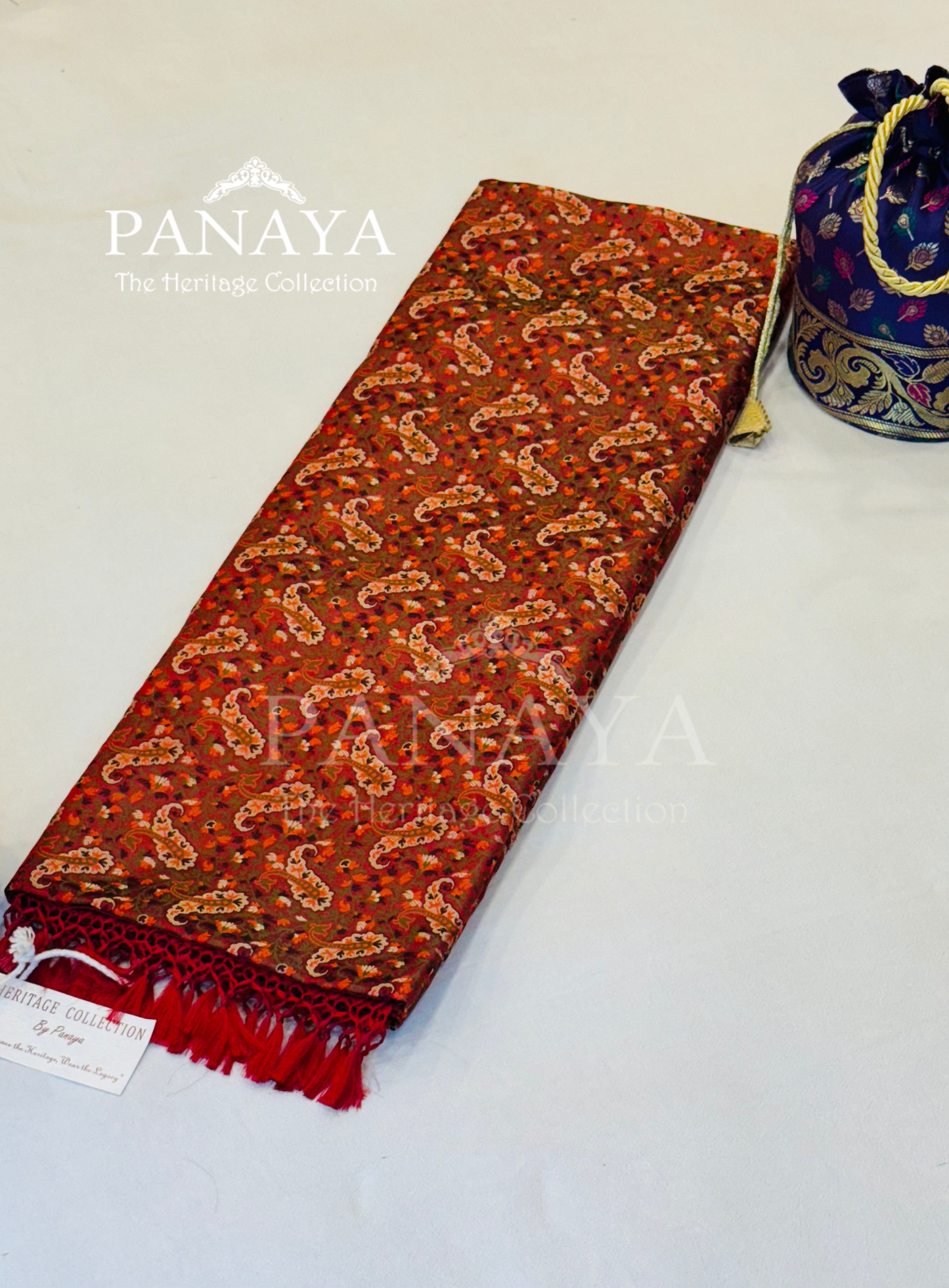 Saree Katan Silk None Paisely Jamewar Saree with banarasi Aanchal & Border with Multi Resham Work