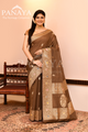 Saree Kora Cotton Silk With Banarasi aanchal & Border with Meenedar Booti