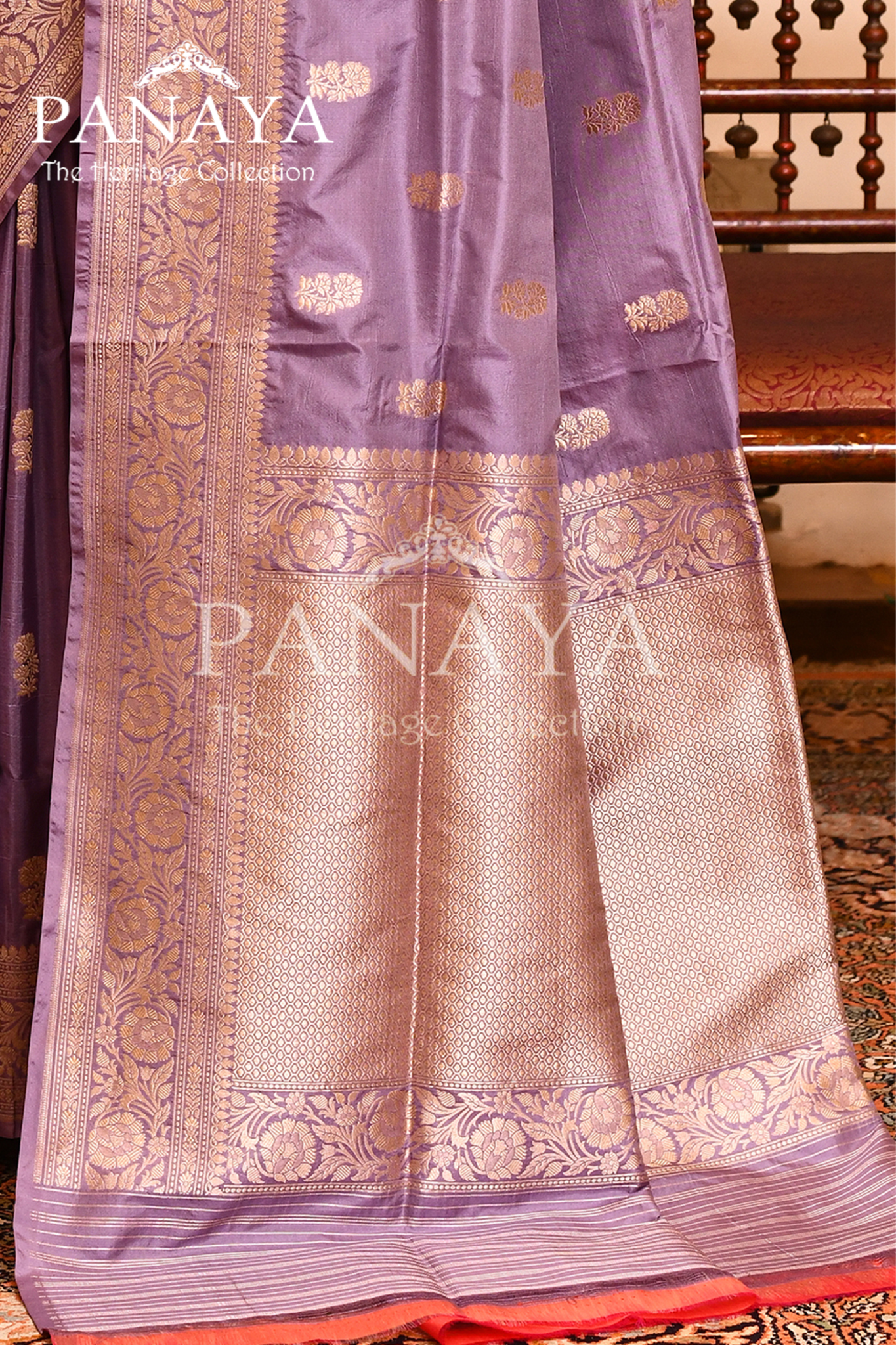 Saree Katan Silk Handwoven with Banrasi Aanchal & Border with Gold  Booti