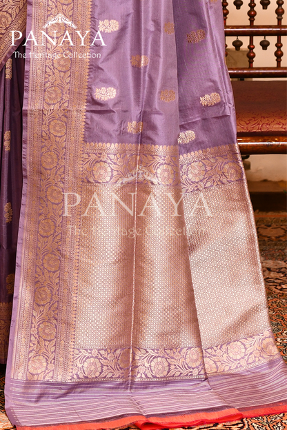 Saree Katan Silk Handwoven with Banrasi Aanchal & Border with Gold  Booti