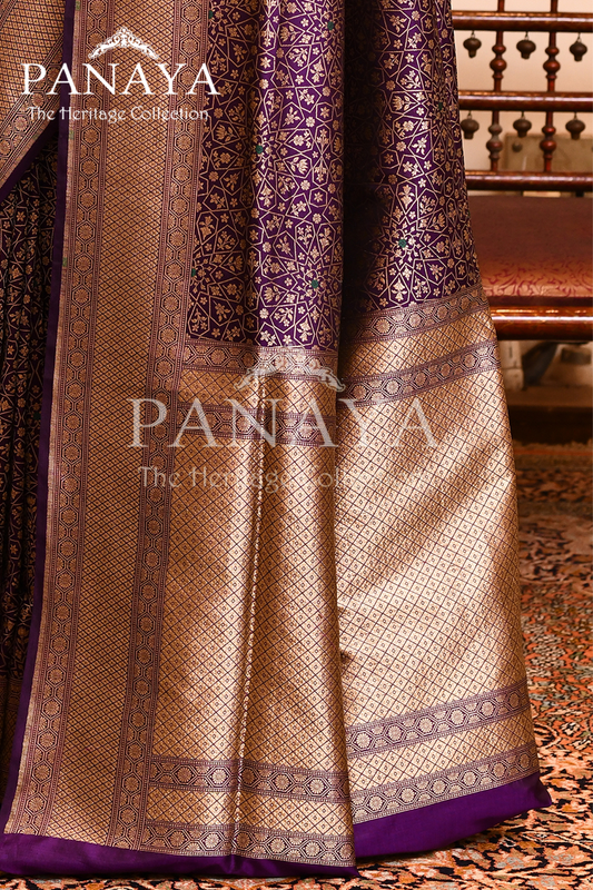 Saree Katan Silk Brocade Tanchuie Design With Jaal Design With Banarasi Aanchal & Border