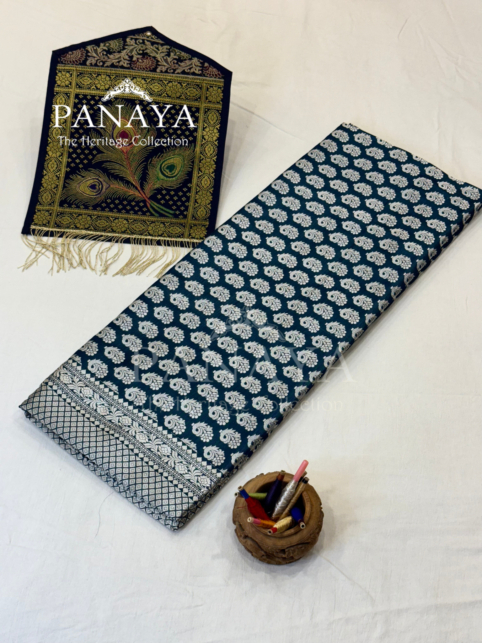 Saree Katan Silk Banarasi Aanchal Border with Resham silk Booti