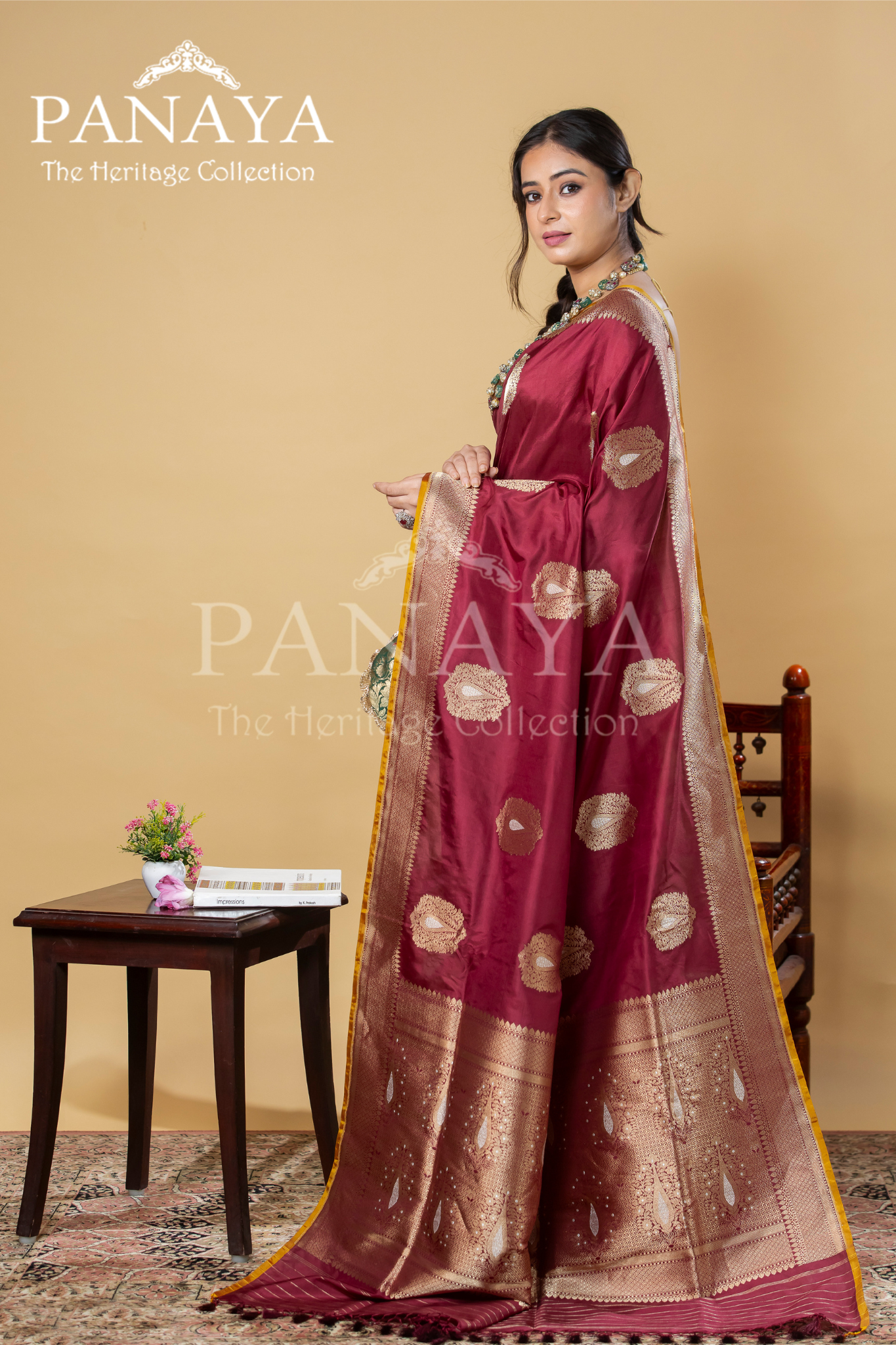 Katan Silk With Royal Buta With Gold And Silver Zari Work