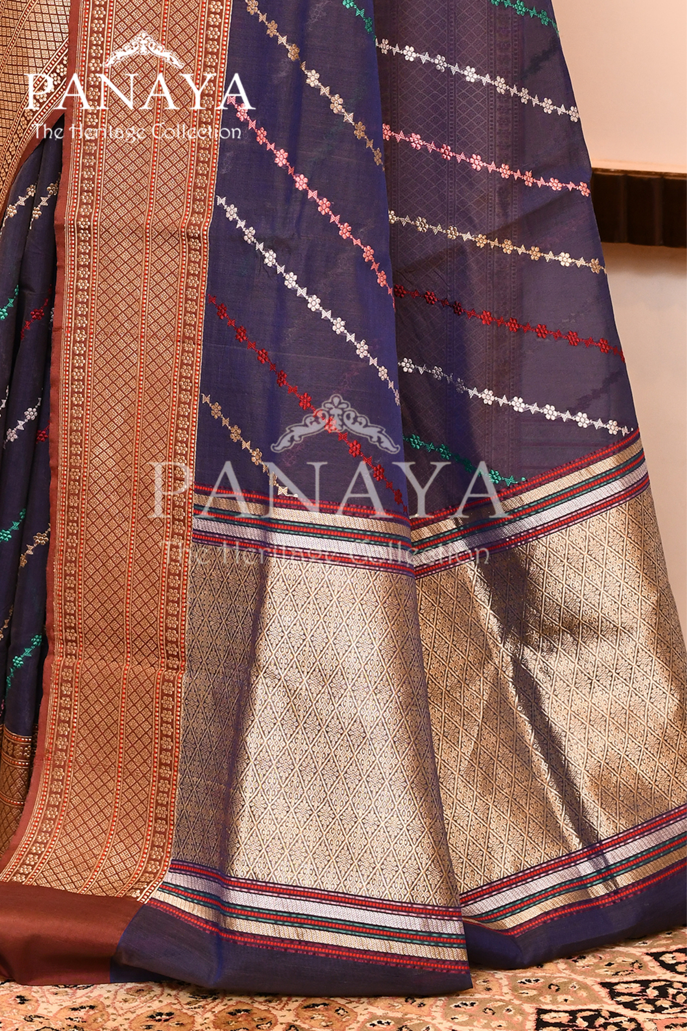 Saree Kora cotton Silk with Banrasi Aanchal & Border with Meenedar Aada Design