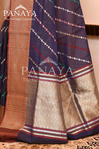 Saree Kora cotton Silk with Banrasi Aanchal & Border with Meenedar Aada Design